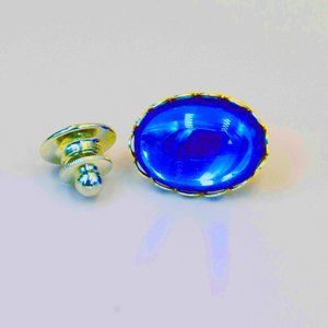 COBALT BLUE OVAL CABOCHON GOLD PLATED TIE TACK - MtXGL1